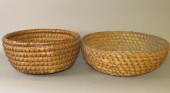 2 COILED RYE STRAW ROUND BASKE