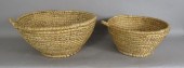 2 COILED STRAW BASKETS WITH HA