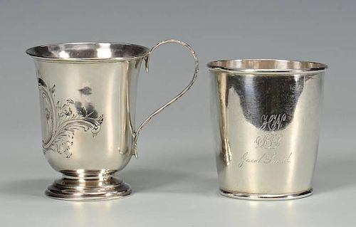 2 COIN SILVER CUPS, NY AND