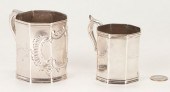 2 COIN SILVER MUGS WITH CHARLE