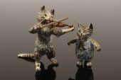 (2) COLD PAINTED BRONZE MINATU