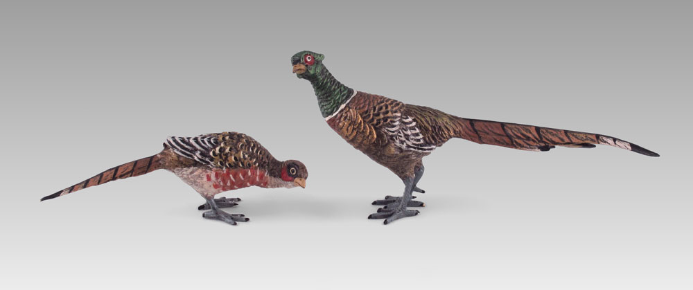 2 COLD PAINTED BRONZE PHEASANTS