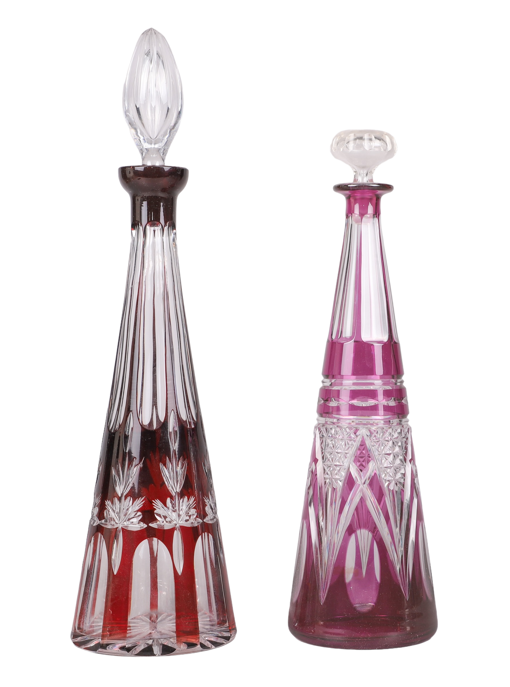 (2) Color cut to clear decanters,