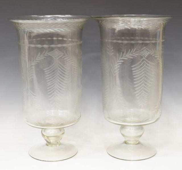 (2) COLORLESS ETCHED GLASS