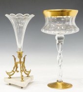 (2) COLORLESS GLASS EPERGNE &