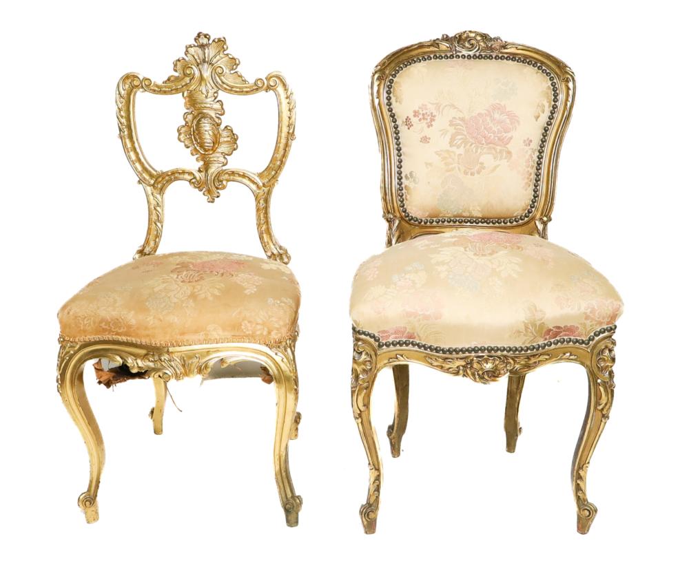 2 COMPLIMENTING GILT WOOD SIDE
