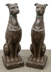 (2) COMPOSITE SEATED GREYHOUND