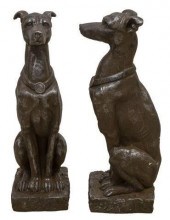 (2) COMPOSITE SEATED GREYHOUND