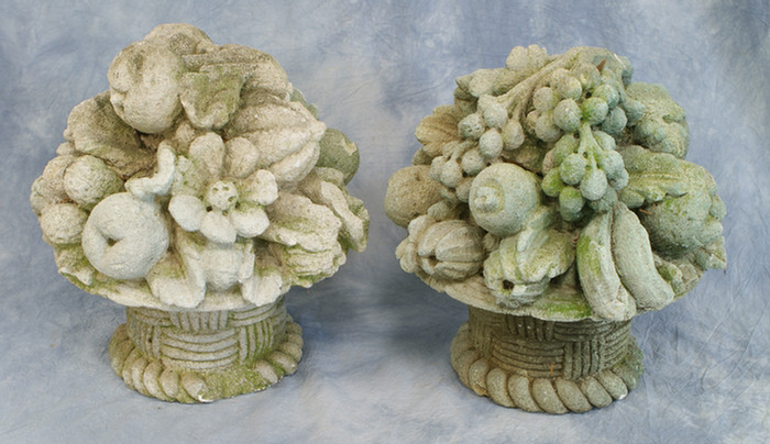 2 concrete fruit baskets, some