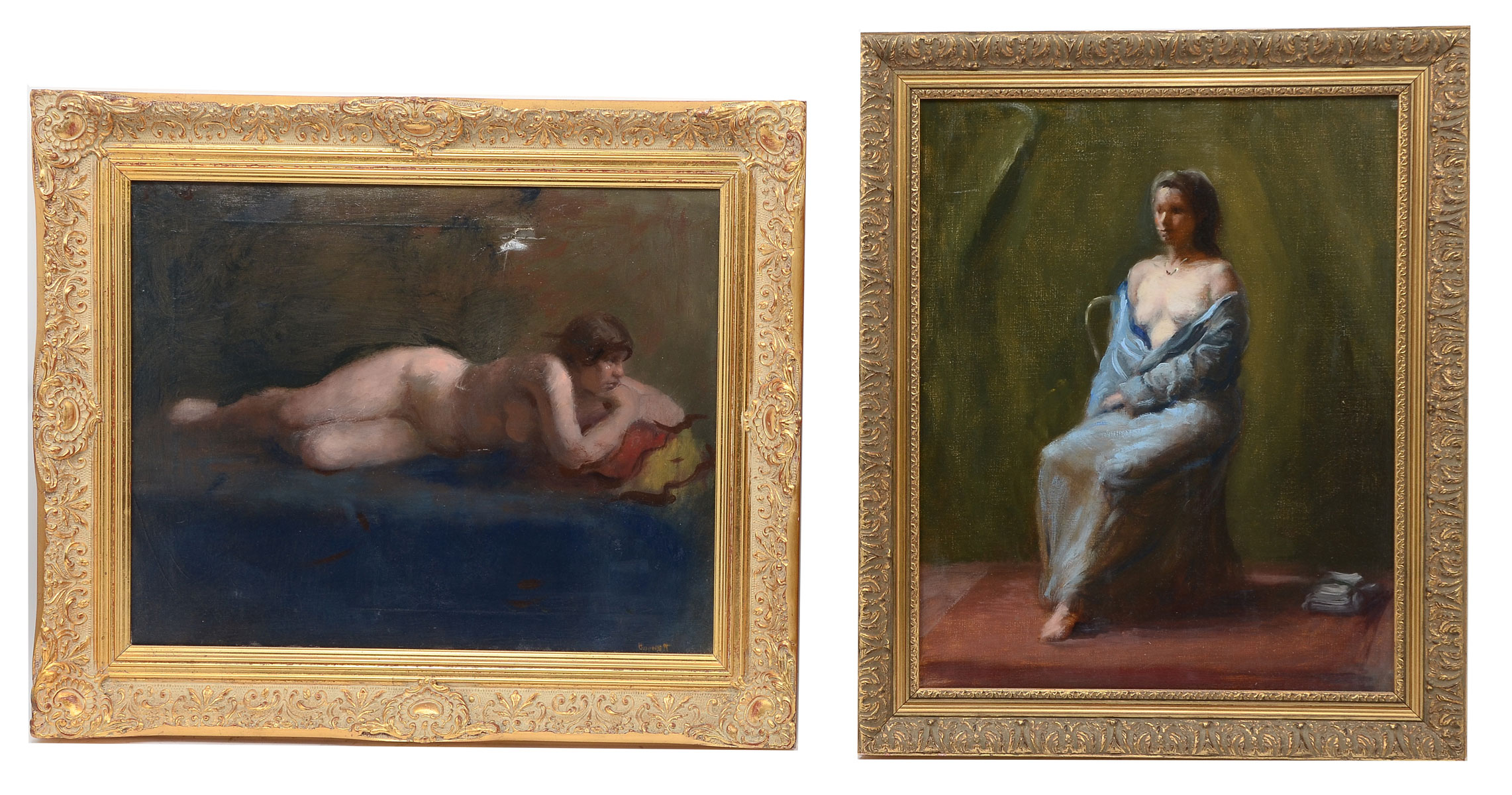 2 CONNIE BURNETT NUDE PAINTINGS: 1)