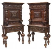 (2) CONTINENTAL CARVED OAK COU