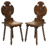 (2) CONTINENTAL CARVED OAK HAL