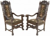 (2) CONTINENTAL CARVED OAK HIG
