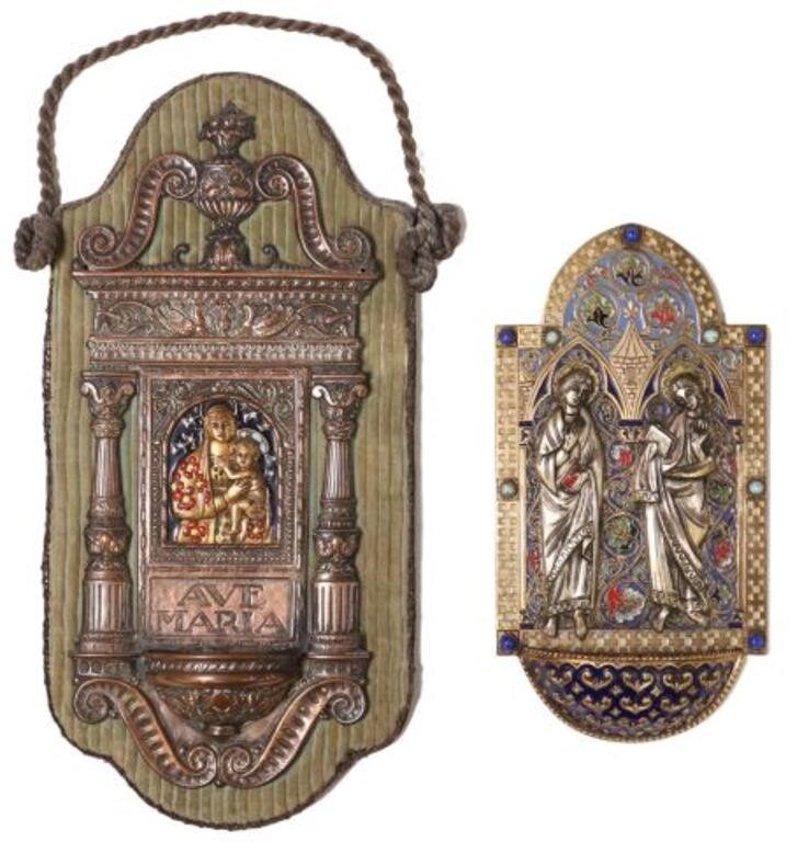 (2) CONTINENTAL ENAMELED HOLY WATER
