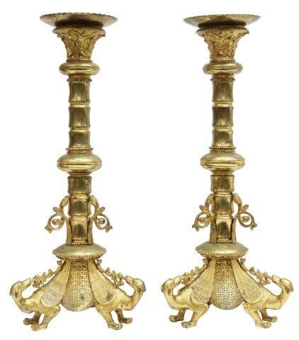(2) CONTINENTAL GILT BRONZE ALTAR