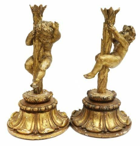 (2) CONTINENTAL GILTWOOD PUTTI