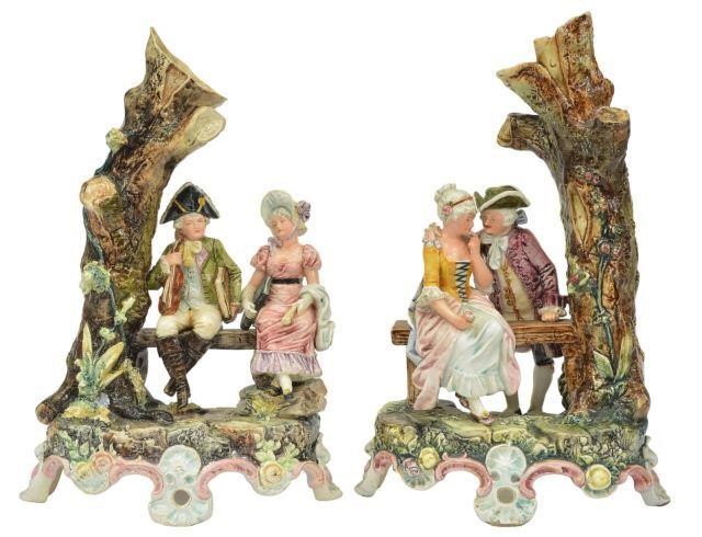 (2) CONTINENTAL MAJOLICA FIGURAL