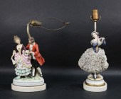 2 CONTINENTAL PORCELAIN FIGURA