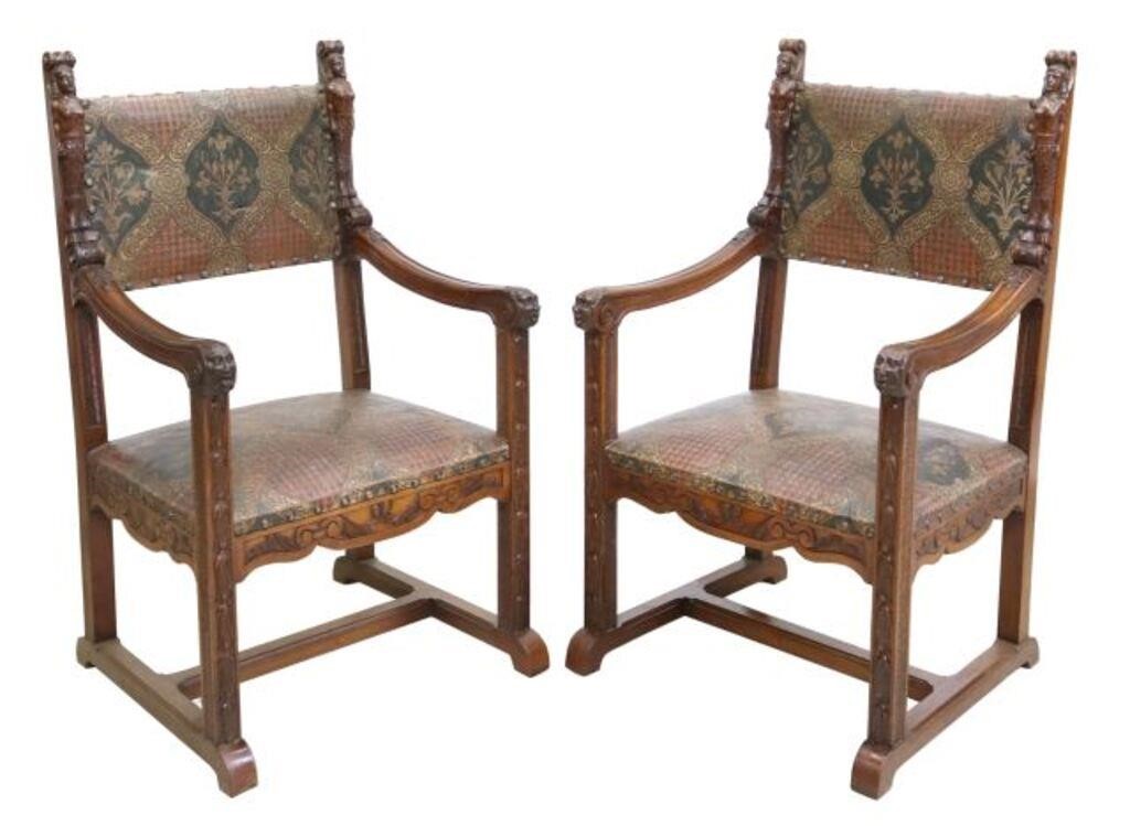 (2) CONTINENTAL WALNUT EMBOSSED