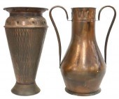 (2) COPPER FLOOR VASES UMBRELL