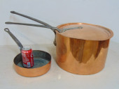 2 COPPER POTS, ONE LARGE LIDDE