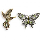 (2) COSTUME ENAMEL FIGURAL BRO
