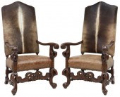 (2) COWHIDE & LEATHER UPHOLSTE