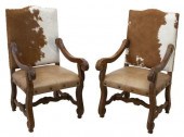 (2) COWHIDE & LEATHER UPHOLSTE