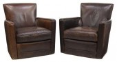 (2) CRATE & BARREL LEATHER SWI