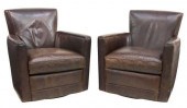 (2) CRATE & BARREL LEATHER SWI
