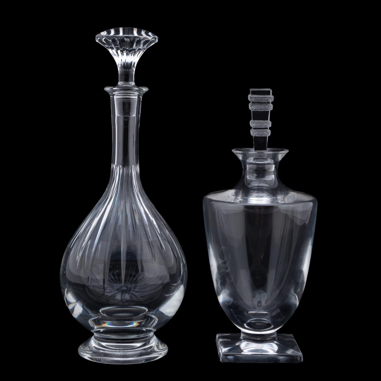 2 CRYSTAL DECANTERS, LALIQUE &