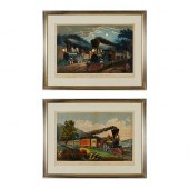 2 CURRIER & IVES TRAIN PRINTSF