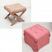 (2) CUSTOM UPHOLSTERED STOOLS