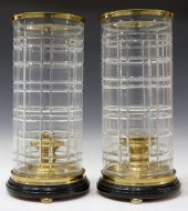 (2) CUT CRYSTAL, BRASS & MARBL