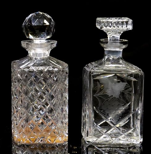 (2) CUT-CRYSTAL DECANTERS, 1