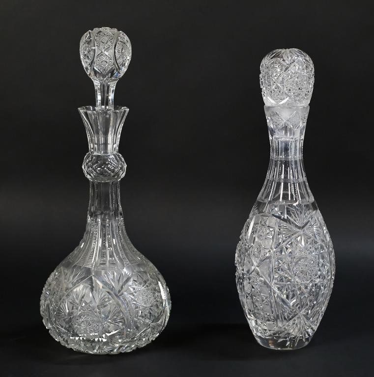 2 CUT GLASS DECANTERSTwo cut