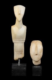 (2) CYCLADIC STYLE MARBLE CARV