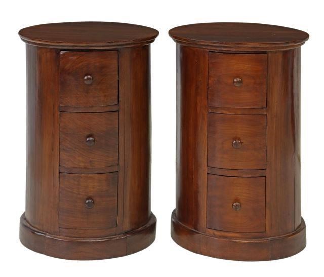 (2) CYLINDRICAL BEDSIDE CABINETS