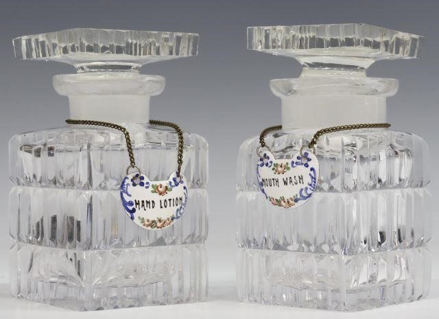 (2) CZECH CUT GLASS DRESSER BOTTLE,