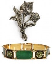 (2) DANECRAFT FLORAL BROOCH &