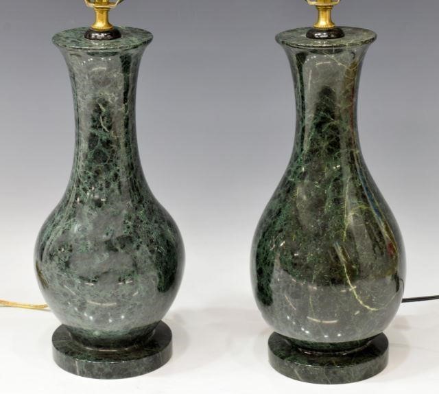 (2) DARK GREEN MARBLE VASIFORM