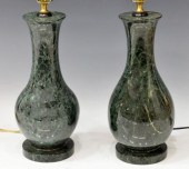 (2) DARK GREEN MARBLE VASIFORM
