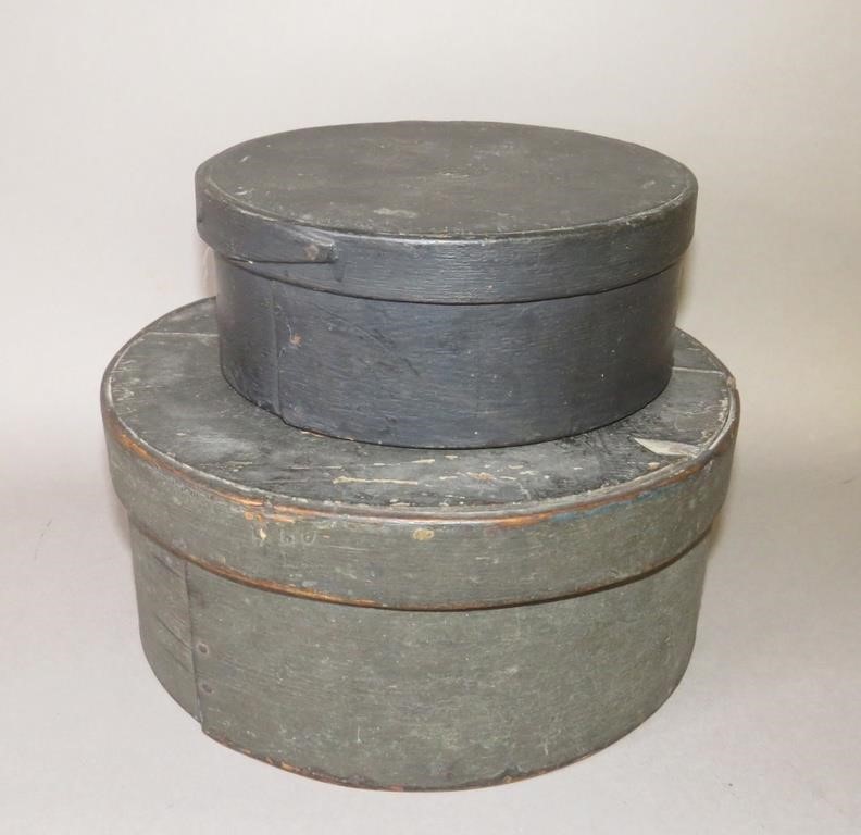 2 DARK PAINTED ROUND PANTRY