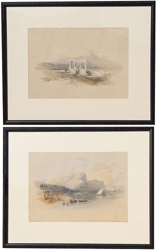 (2) DAVID ROBERTS HAND COLORED