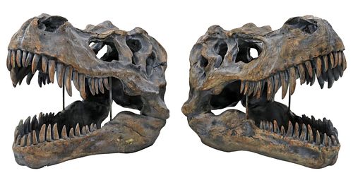 (2) DECORATIVE CAST RESIN T-REX