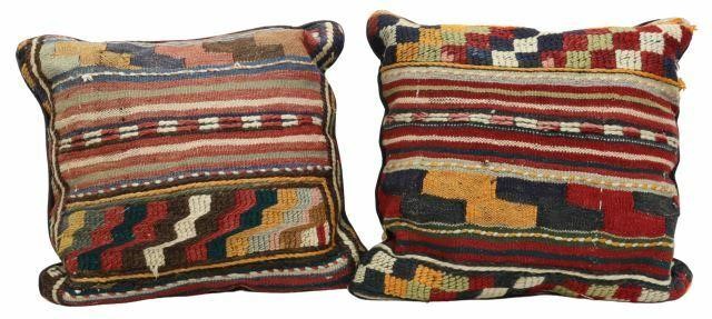 (2) DECORATIVE KILIM-FRONT THROW