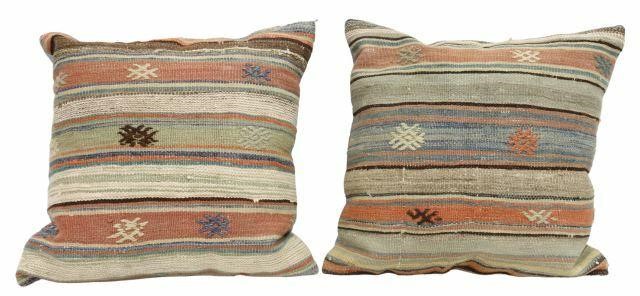 (2) DECORATIVE KILIM-FRONT THROW