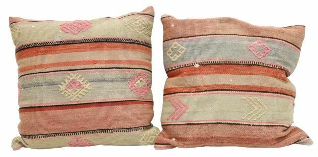 (2) DECORATIVE KILIM-FRONT THROW