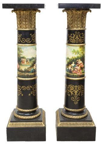 (2) DECORATIVE MARBLE-TOP P DISPLAY
