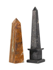 2 DECORATIVE OBELISKS, 1 BLACK